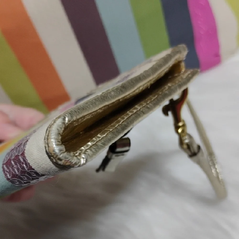 SALE! Coach Poppy Legacy Sequined Striped Shoulder Bag & Matching Wristlet - Picture 9 of 16